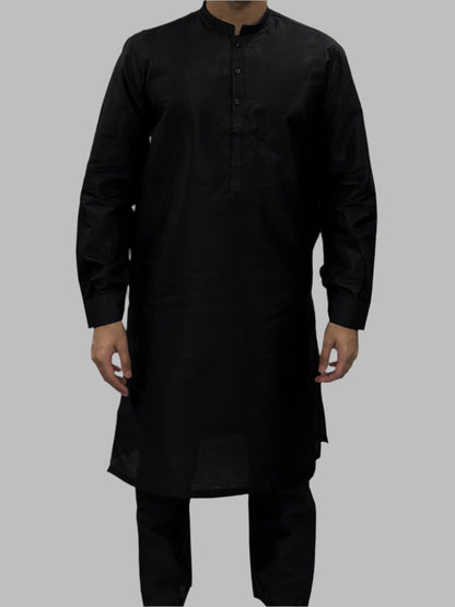 Black Plain Silky Front View