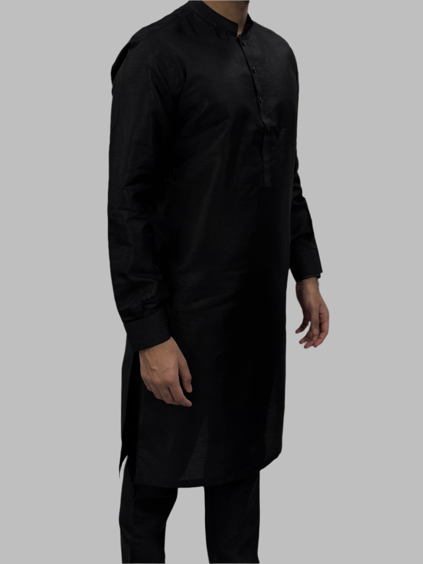 Black Plain Silky Side View