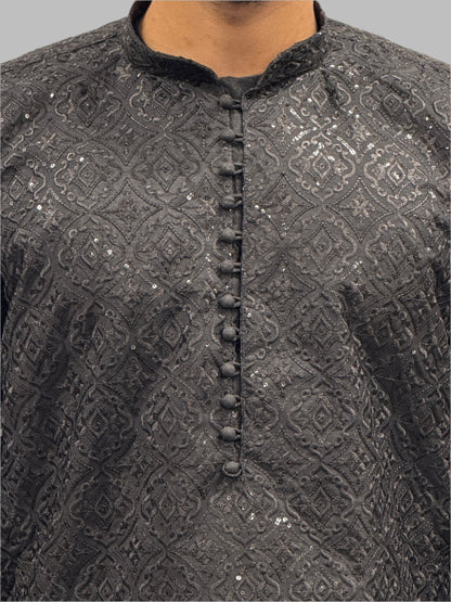 Black Sequin Embroidery Close Up