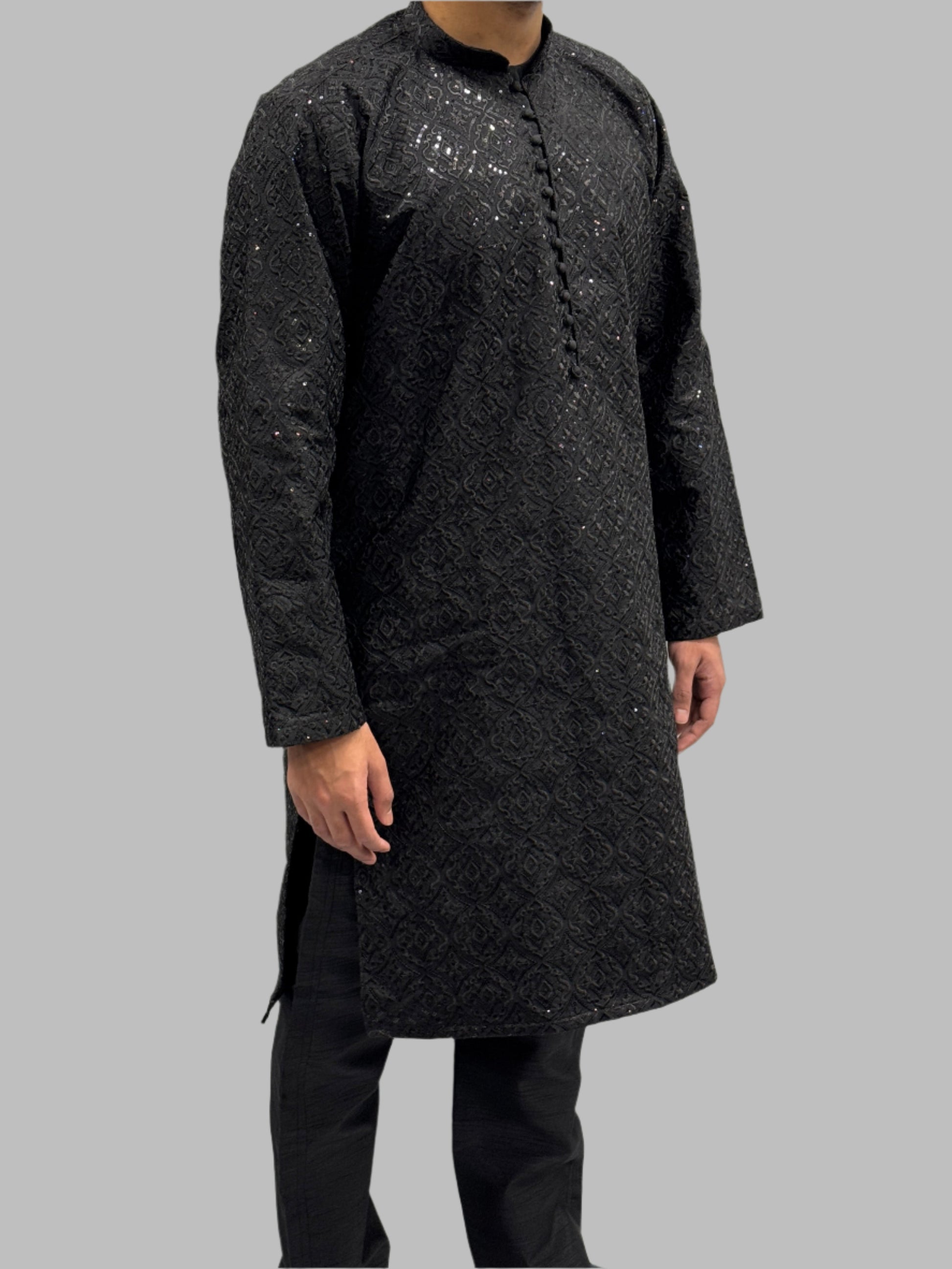 Black Sequin Embroidery Side View
