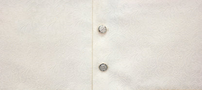 Boys Cream Flower Design Jamawar Waistcoat Fabric