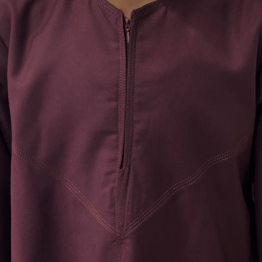 Boys Hadi Thobe Winter Material - Burgundy