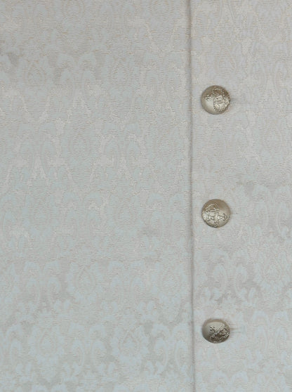 Champagne Base Ivory Diamond Design Jamawar Waistcoat Fabric