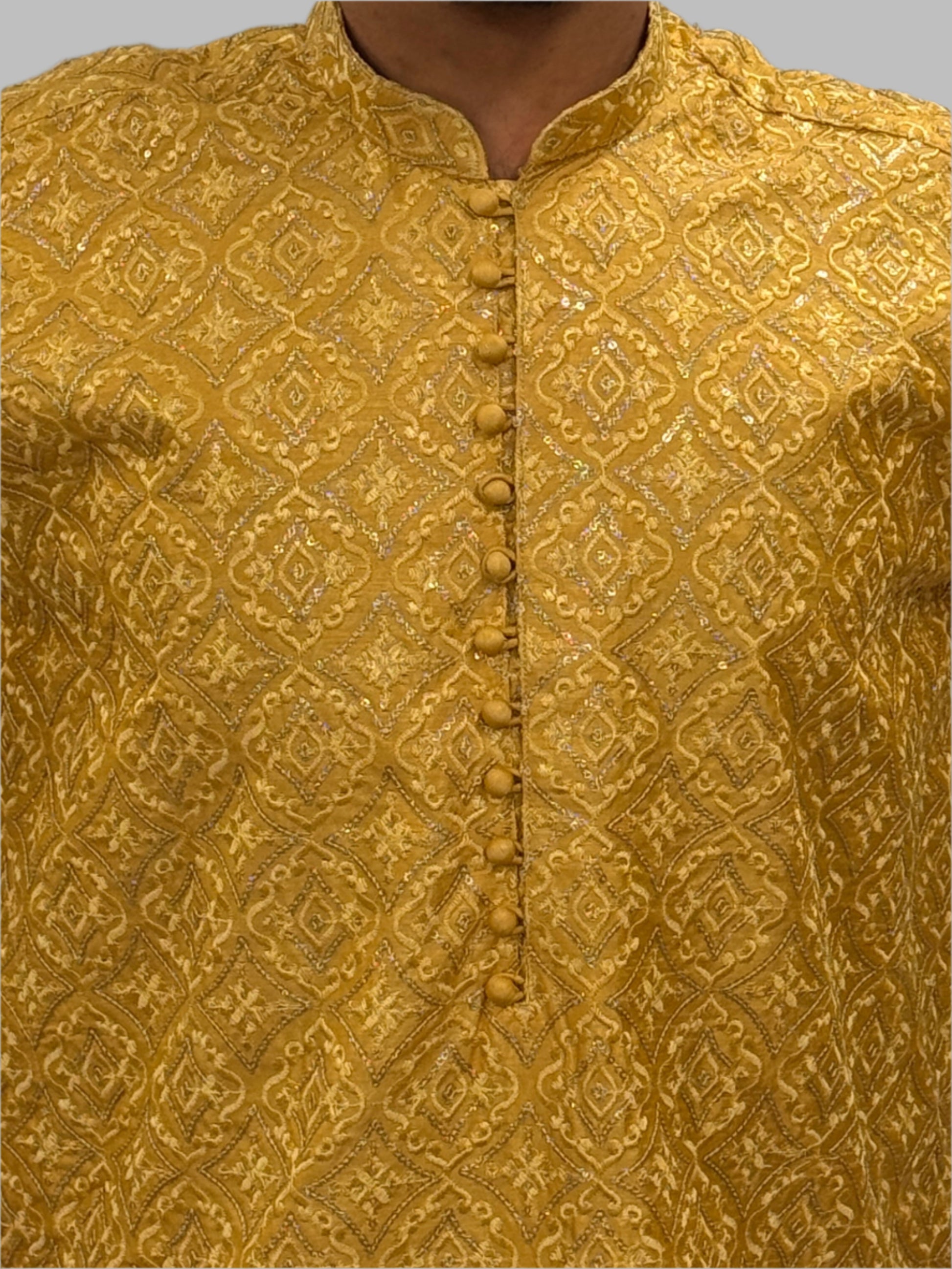 Custard Cream Sequin Embroidery Close Up