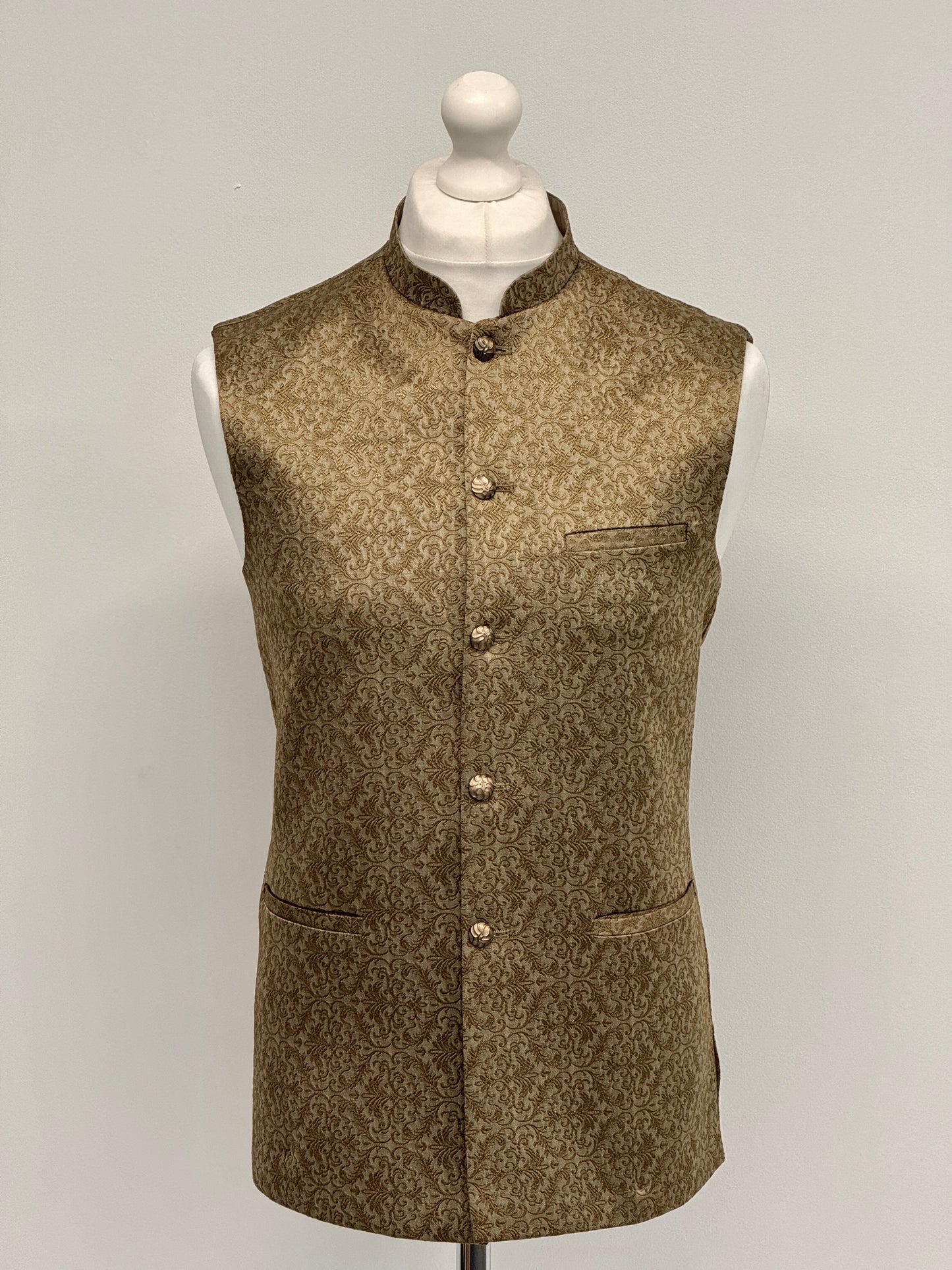 Men's Banarsi Light Golden Copper Waistcoat