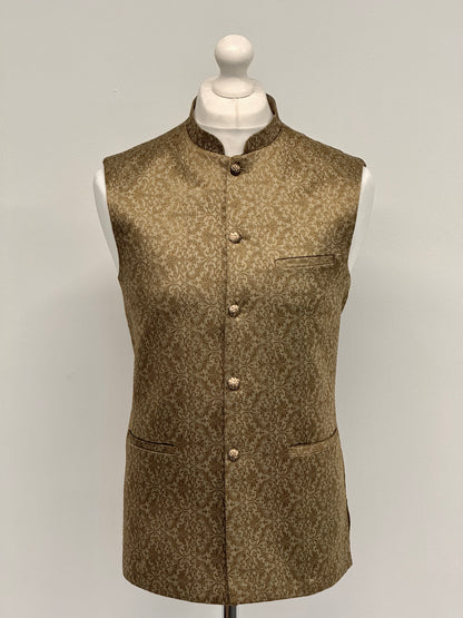 Men's Banarsi Light Golden Copper Waistcoat