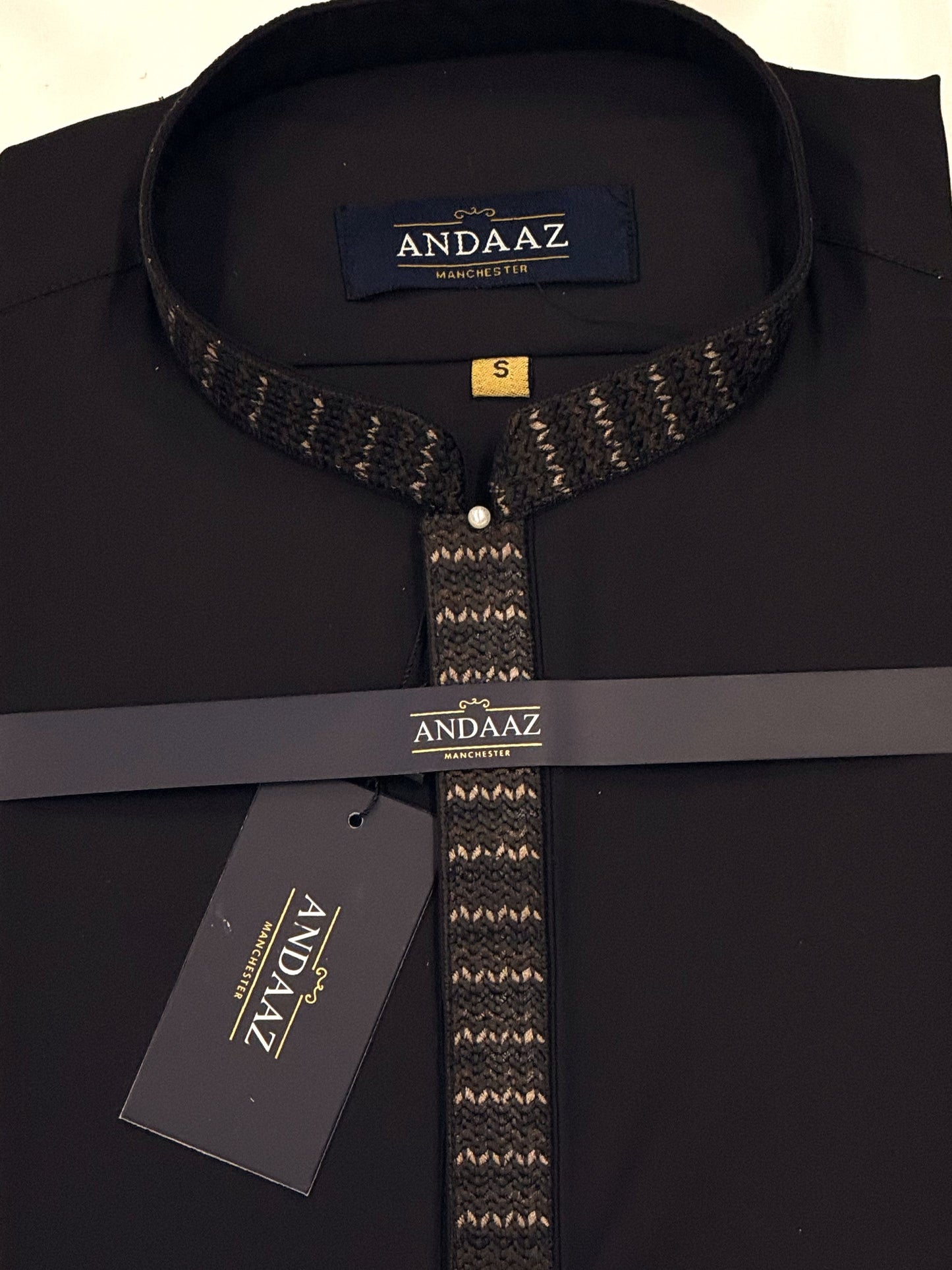Men's Shalwar Kameez Dark Brown with Zig Zag Placket Embroidery