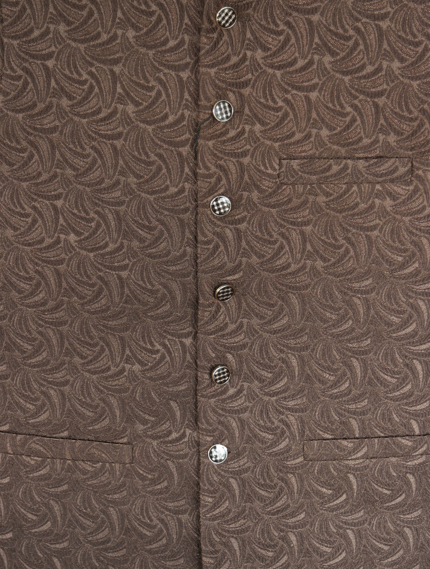 Dark Brown Swirl Design Jamawar Waistcoat Fabric