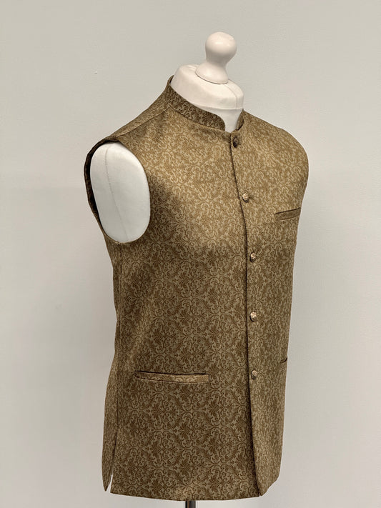 Men's Banarsi Light Golden Copper Waistcoat