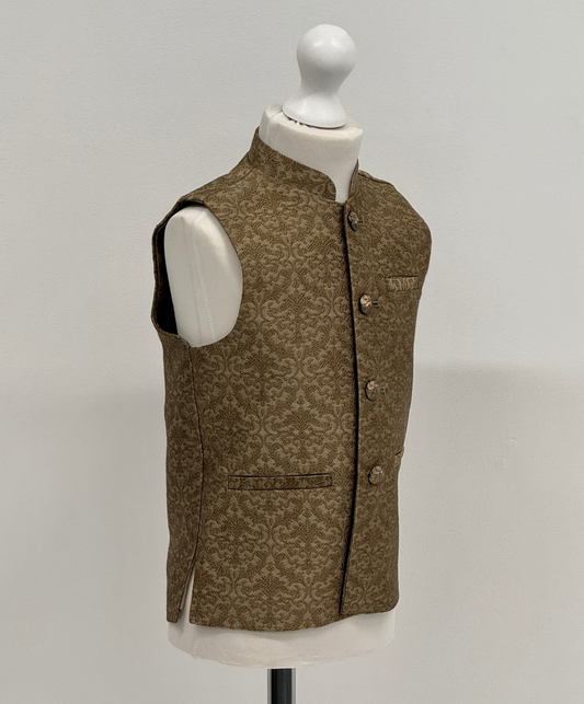 Boys Banarsi Light Golden Copper Waistcoat