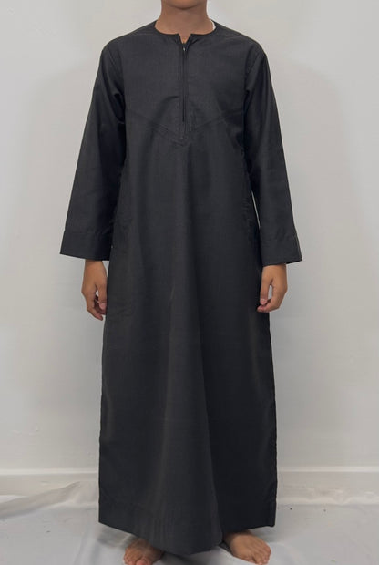 Boys Hadi Thobe Winter Material - Charcoal