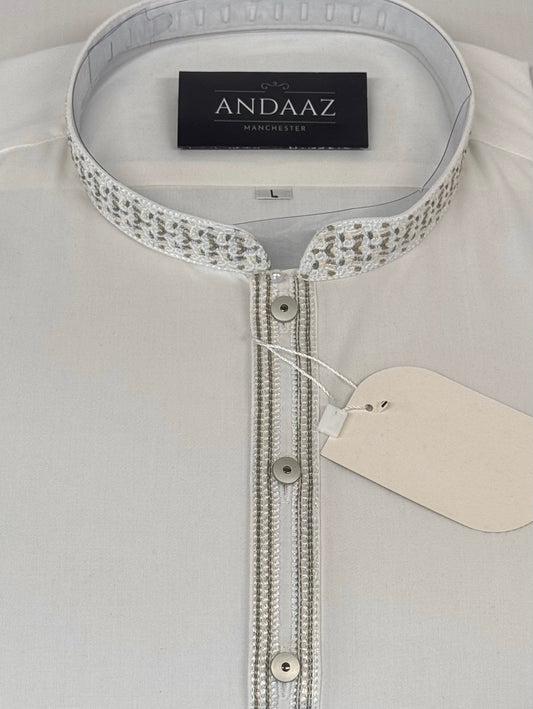 Men's Shalwar Kameez Off White 7 Embroidery