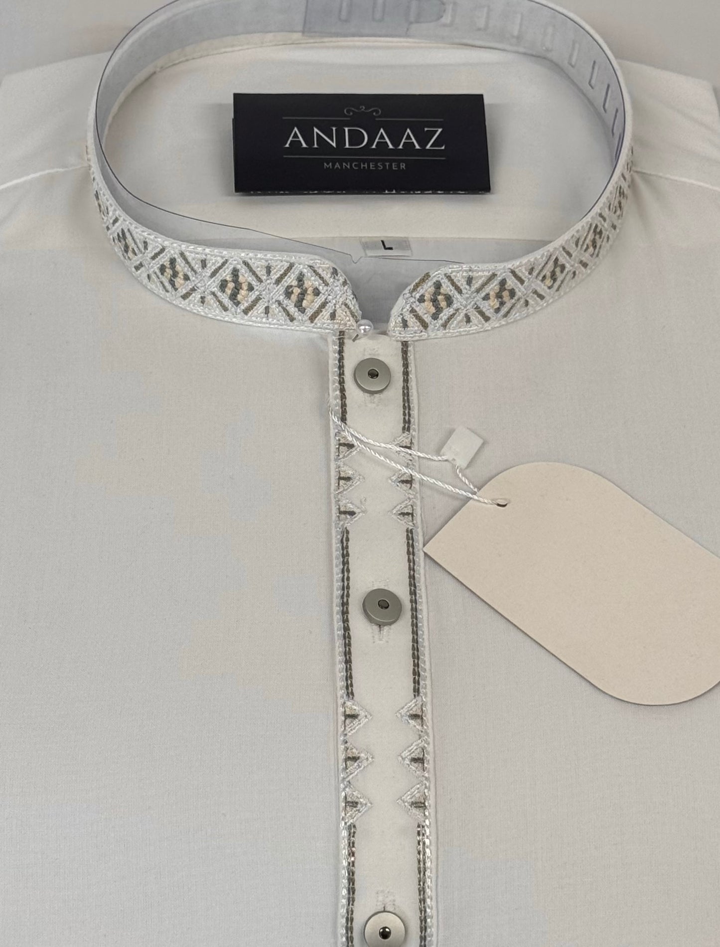 Men's Shalwar Kameez Off White 8 Embroidery