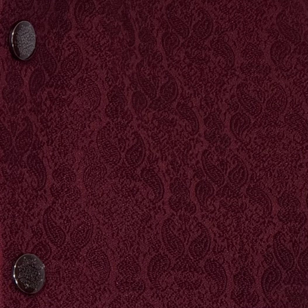 Men's Maroon Small Paisley Design Jamawar Waistcoat