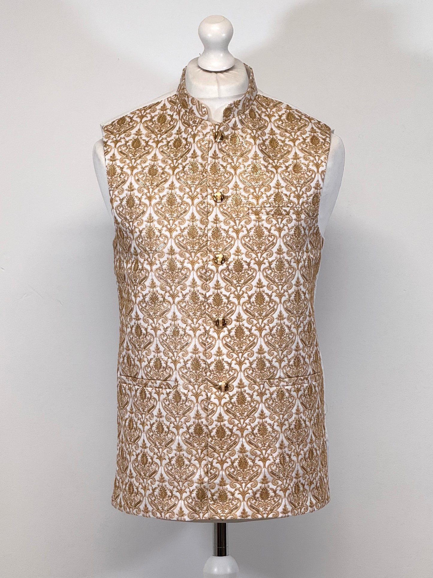 Men's Gold White Palm Premium Waistcoat