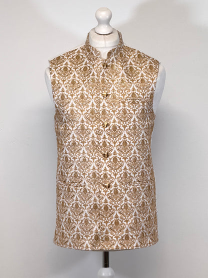 Men's Gold White Palm Premium Waistcoat