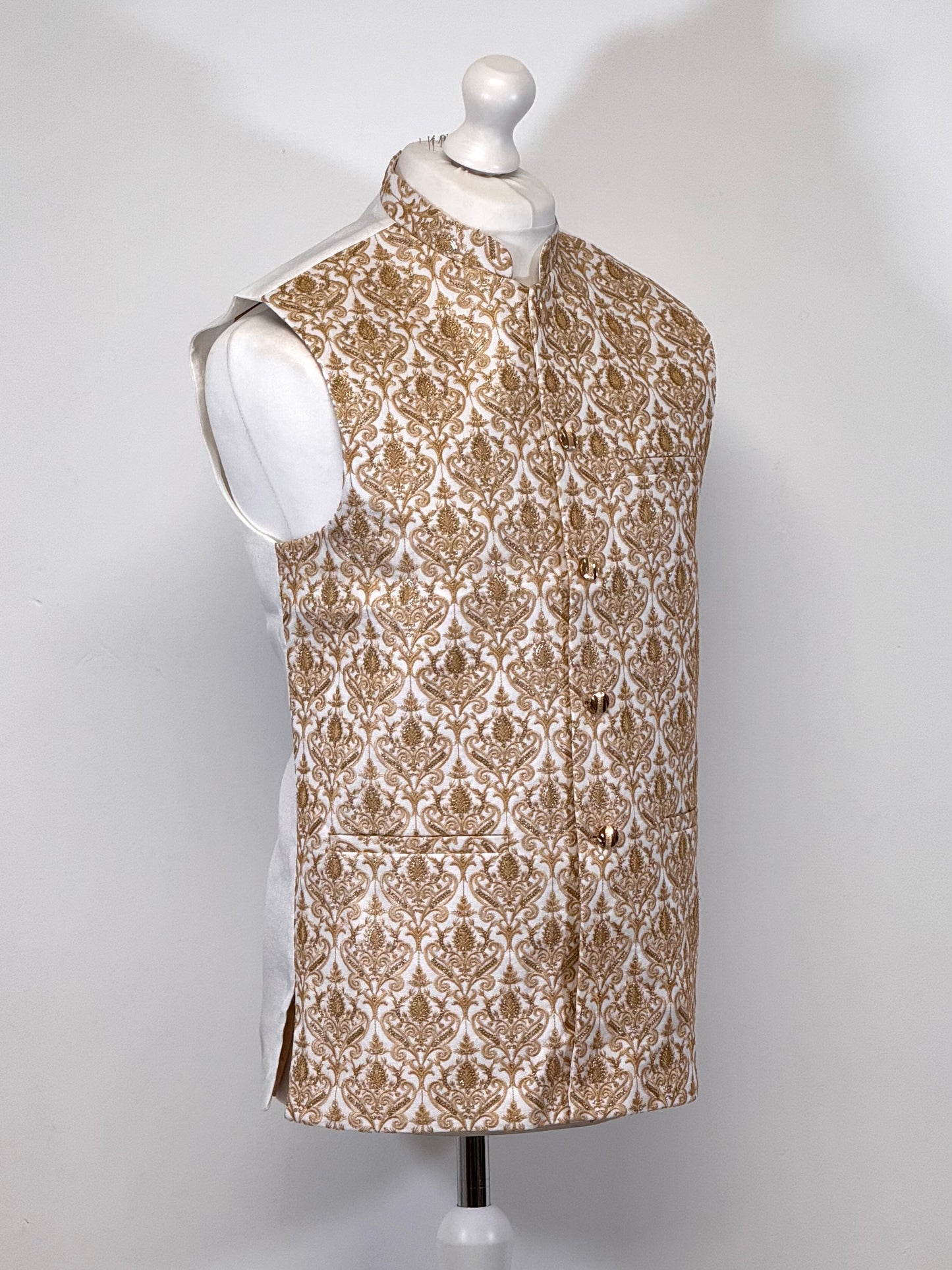 Men's Gold White Palm Premium Waistcoat