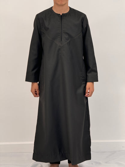 Boys Hadi Thobe Winter Material - Dark Grey