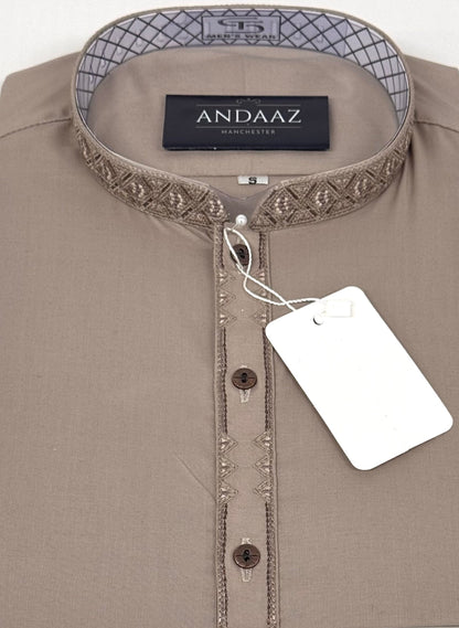 Men's Shalwar Kameez Hazelnut Embroidery