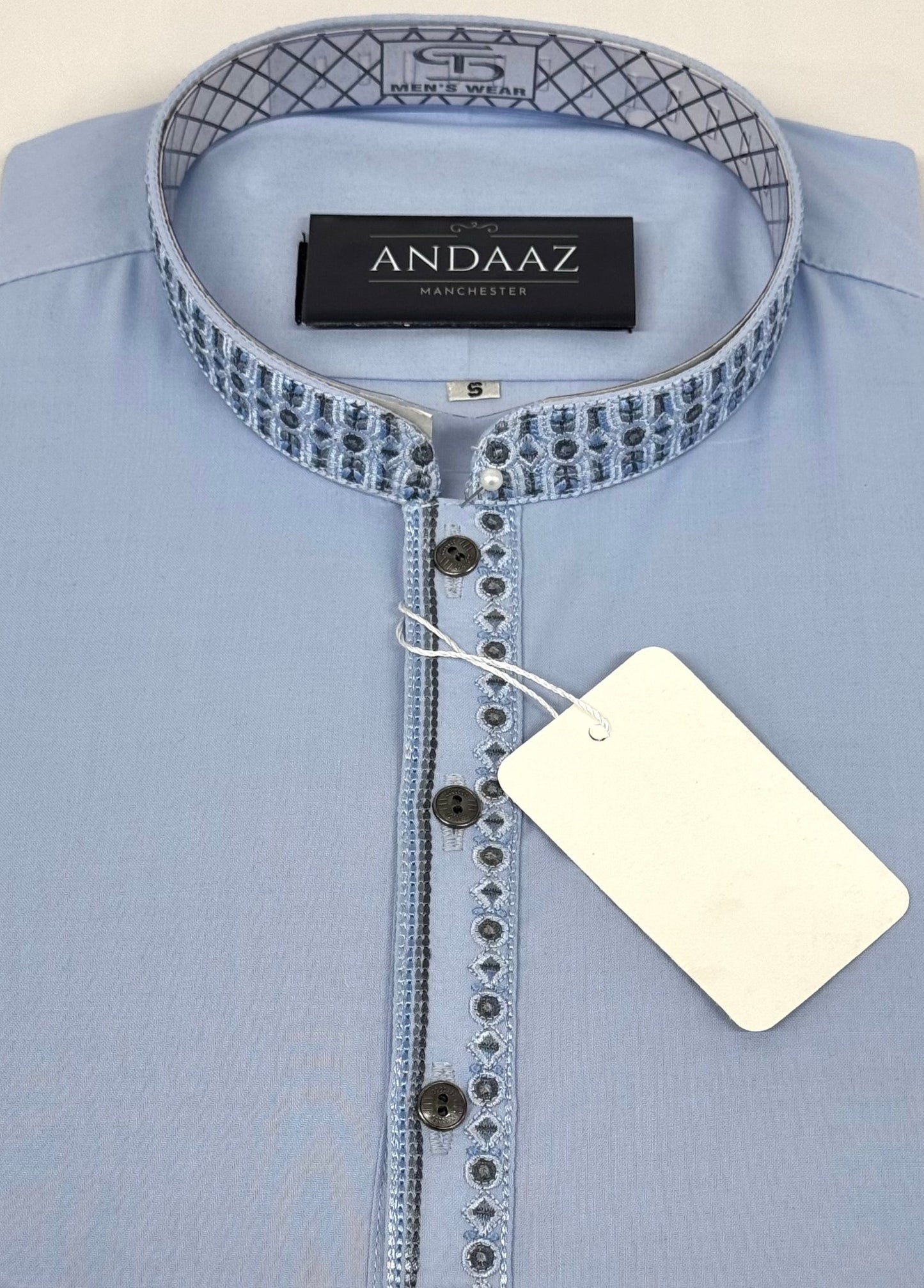 Men's Shalwar Kameez Sky Blue 1 Embroidery