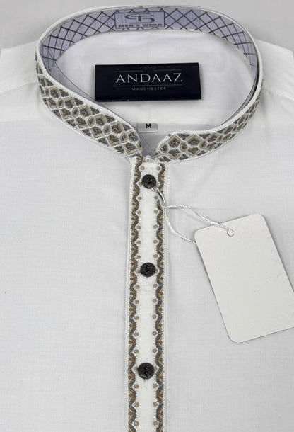 Men's Shalwar Kameez Off White 2 Embroidery