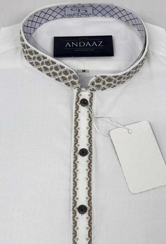 Men's Shalwar Kameez Off White 2 Embroidery