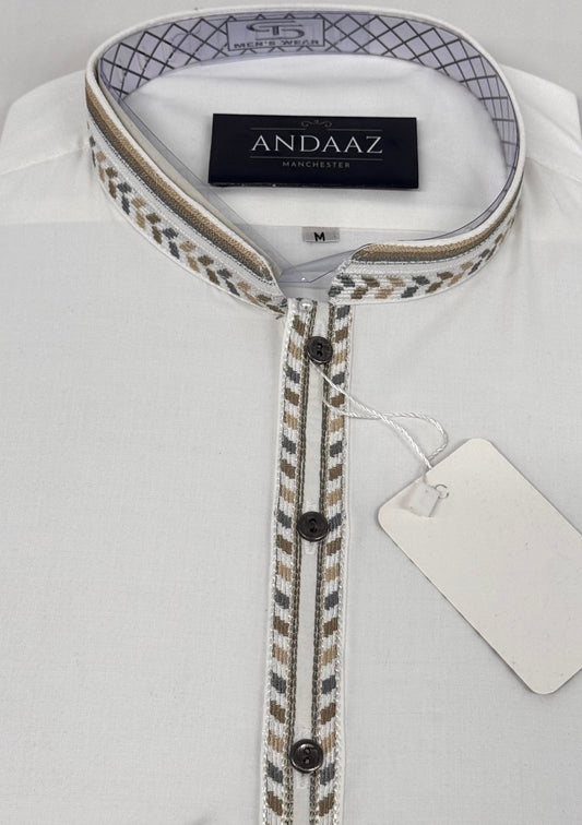 Men's Shalwar Kameez Off White 3 Embroidery