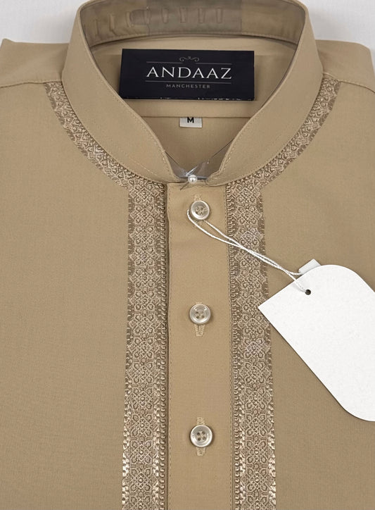 Men's Shalwar Kameez Light Beige Piyala Embroidery
