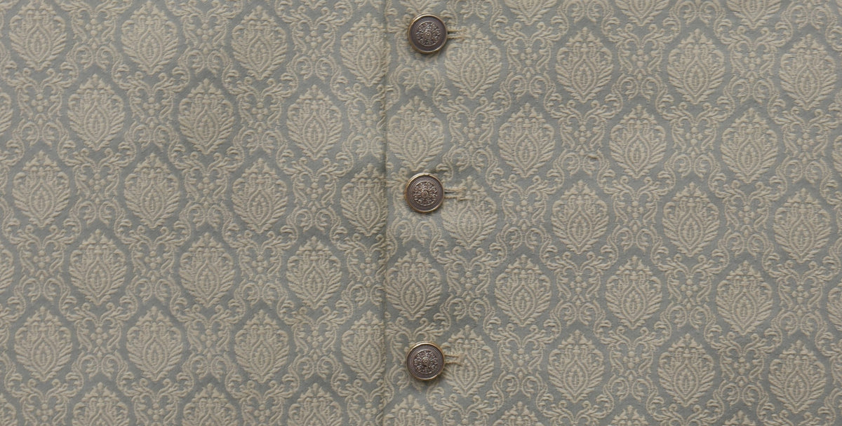 Men's Banarsi Cream Grey Diamond Design Waistcoat Fabric