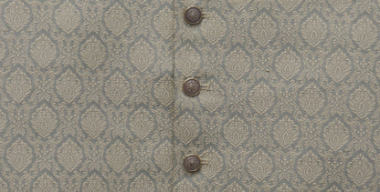 Men's Banarsi Cream Grey Diamond Design Waistcoat Fabric