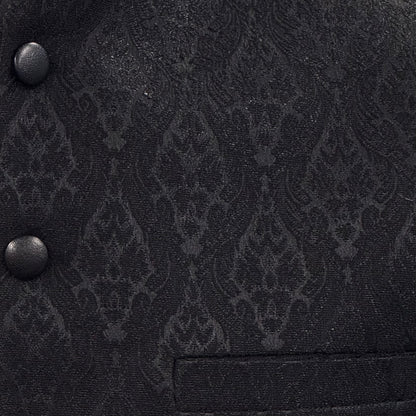 Men's Black Diamond 1 Design Jamawar Waistcoat Close Up