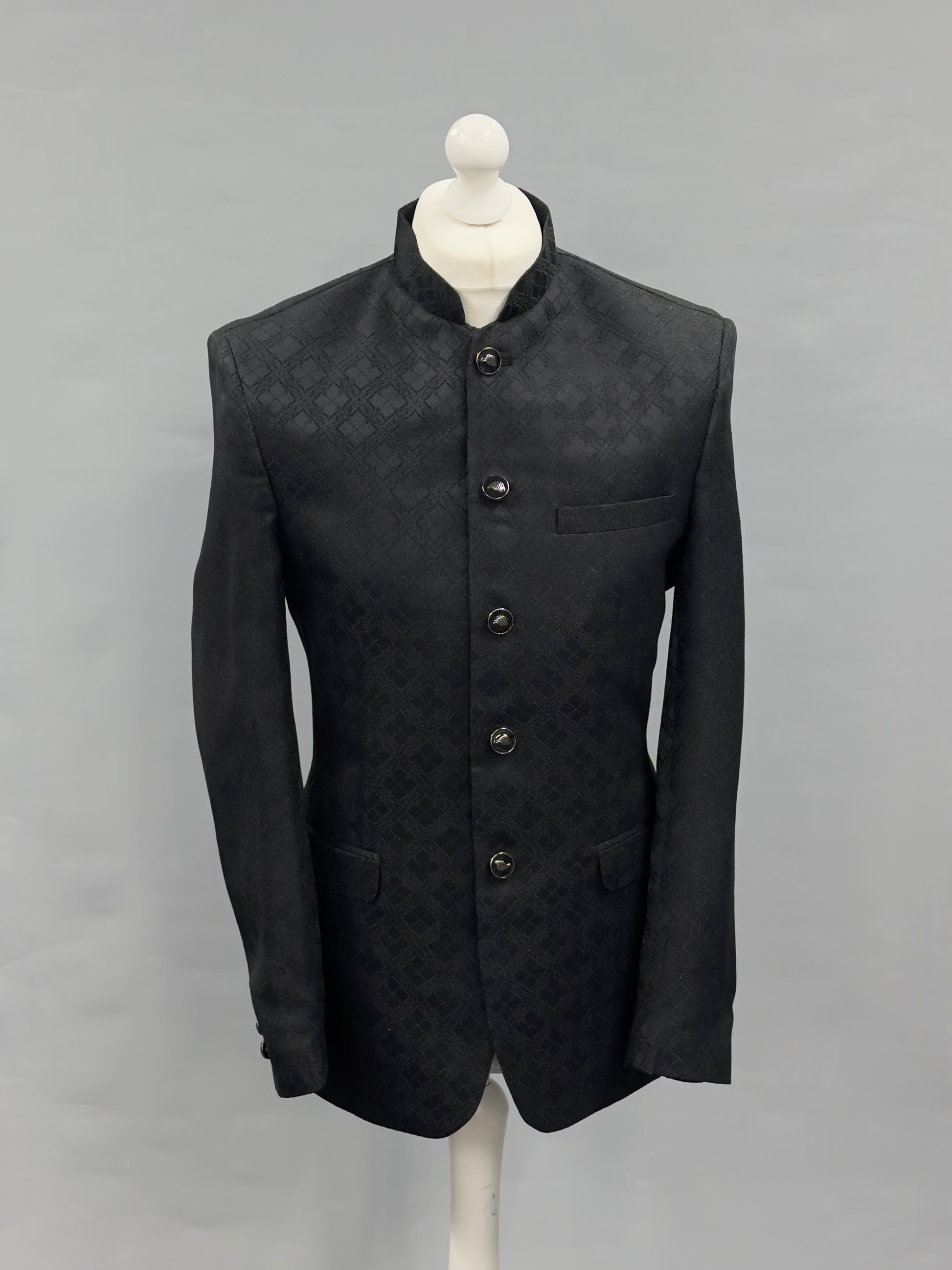 Men's Black Van Cleef Design Jamawar Prince Jacket