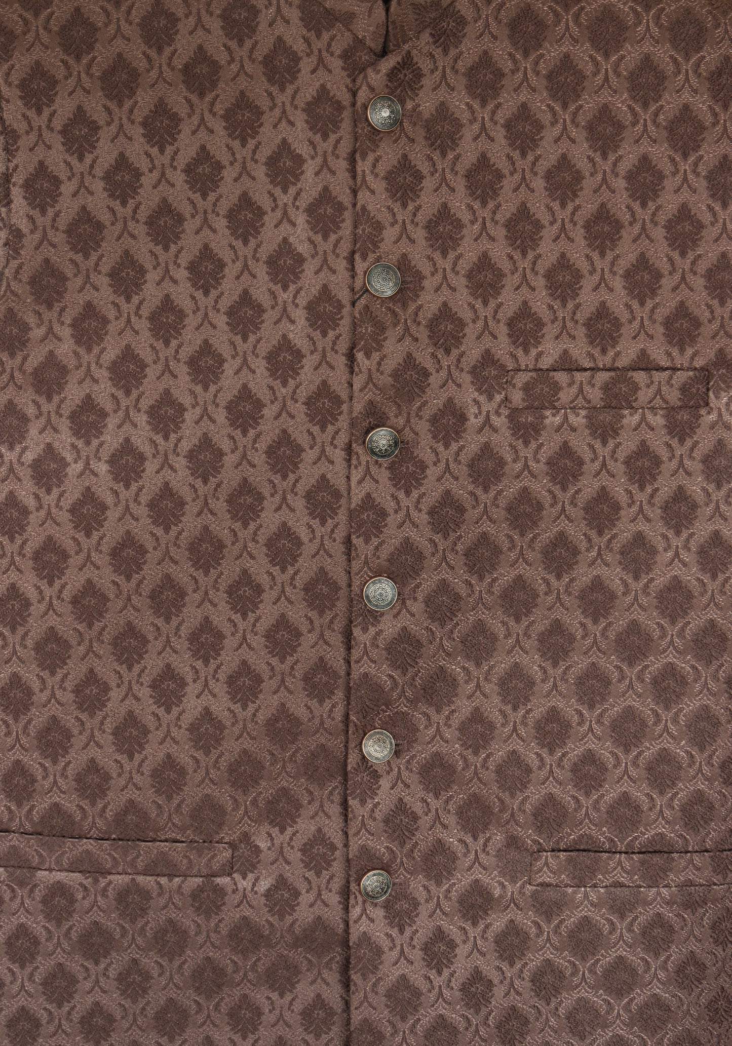 Men's Brown Diamond Design Jamawar Waistcoat