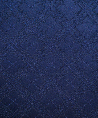 Men's Dark Blue Square Diamond Design Jamawar Waistcoat Fabric