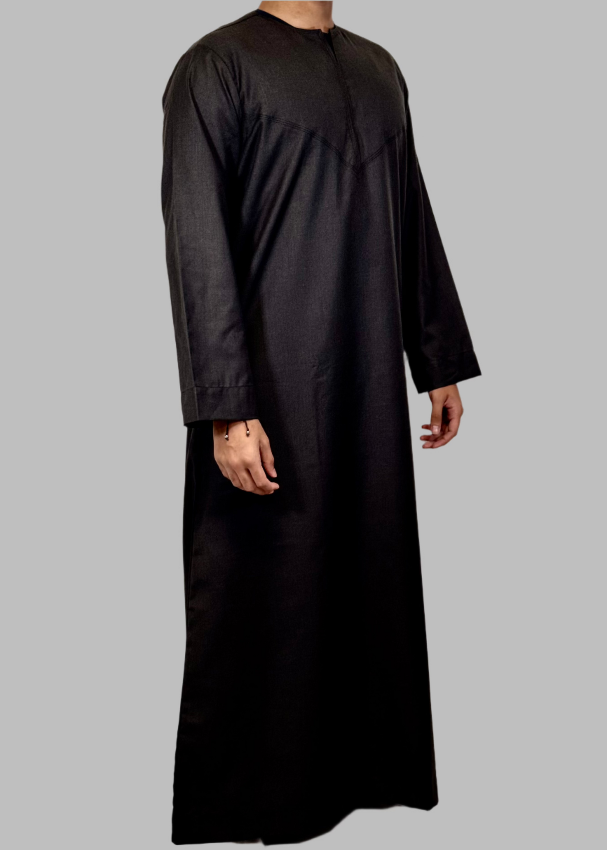 Men's Hadi Winter Thobe Black Side View