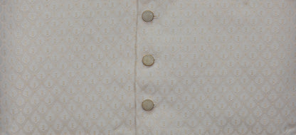 Men's Ivory on Champagne Base Pine Design Jamawar Waistcoat Fabric