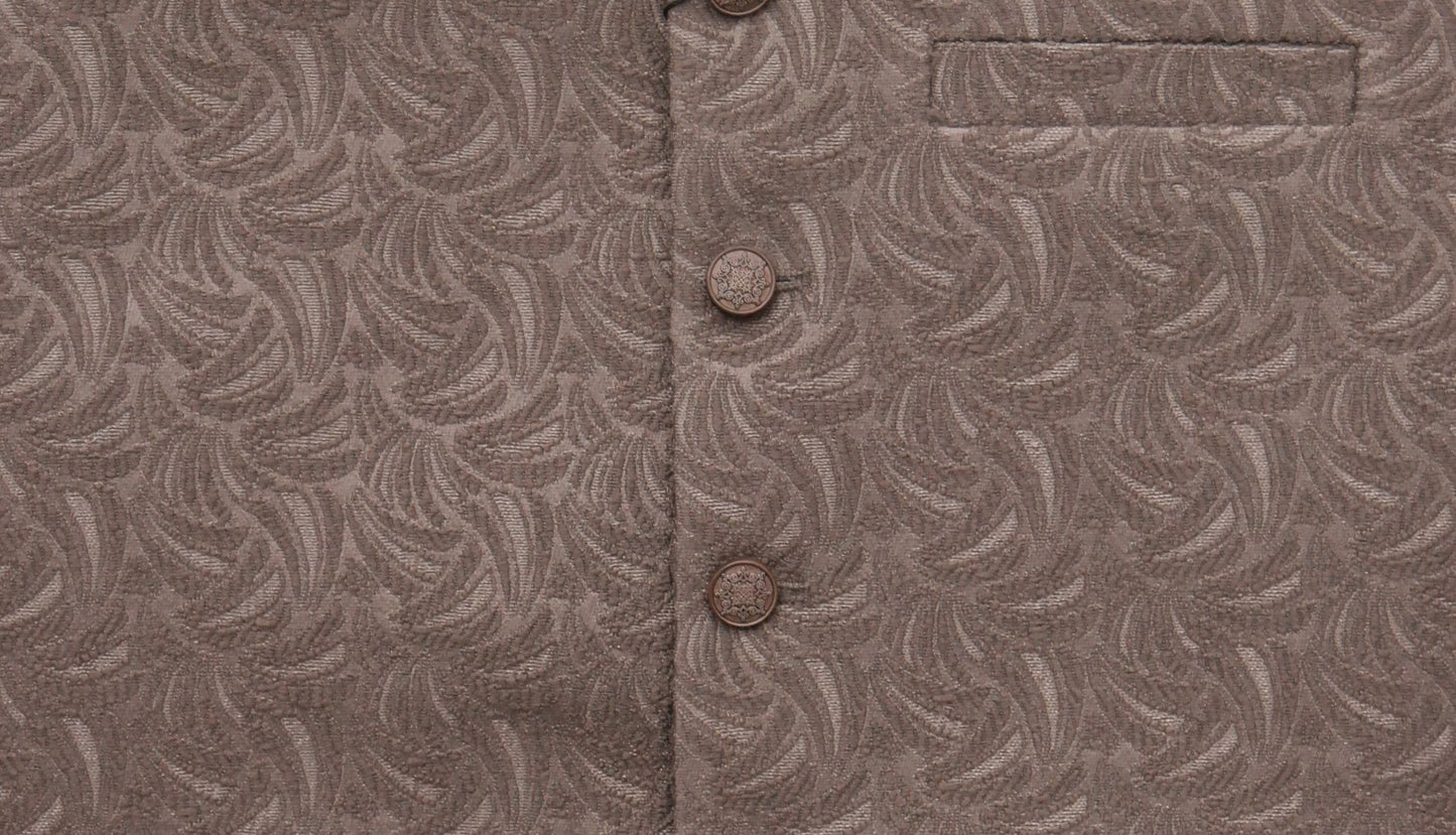 Men's Mocha Swirl Design Jamawar Waistcoat Fabric