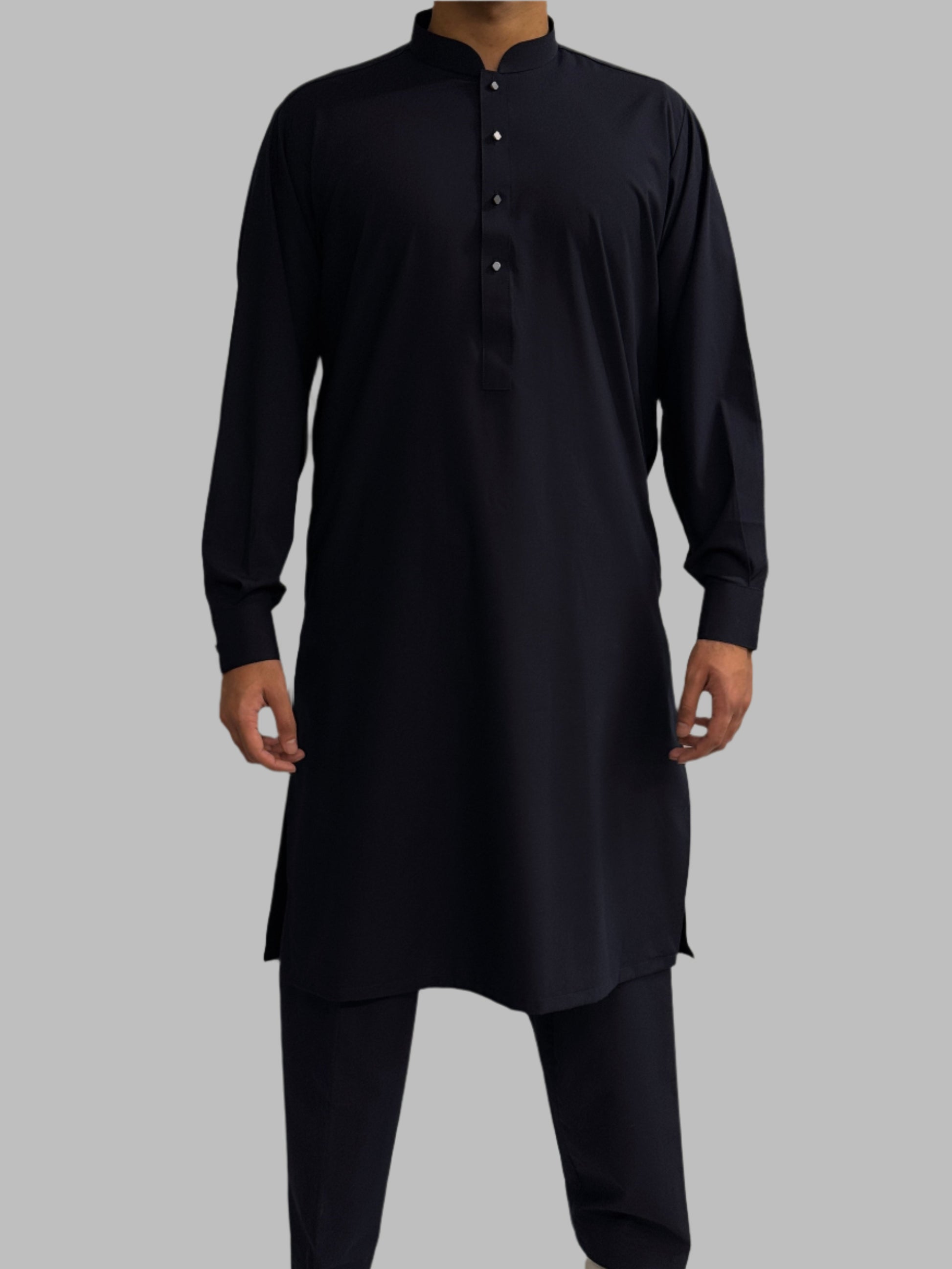 Men's Premium Shalwar Kameez Plain Navy Front View