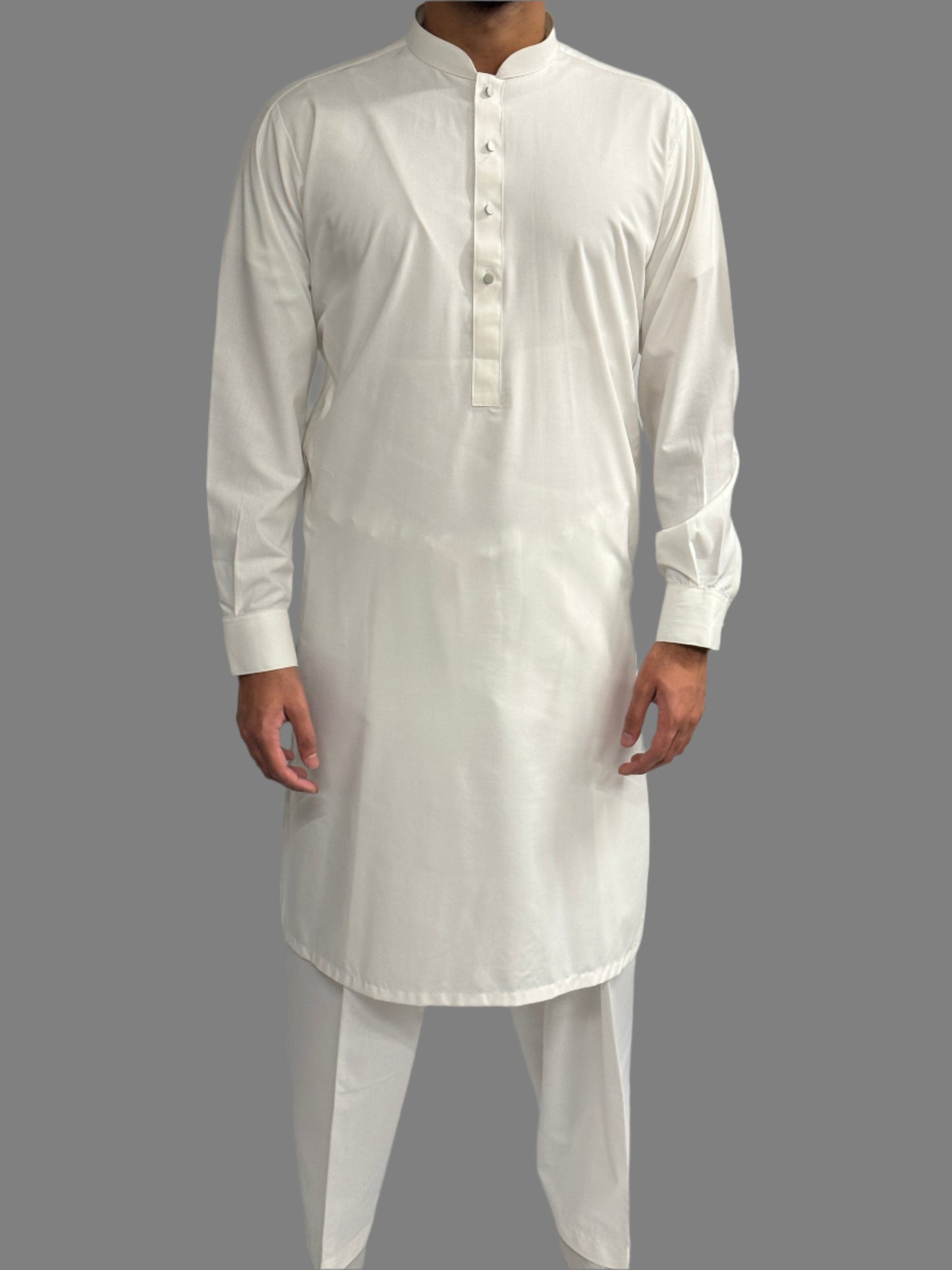 Men's Premium Shalwar Kameez Plain Off White Front View