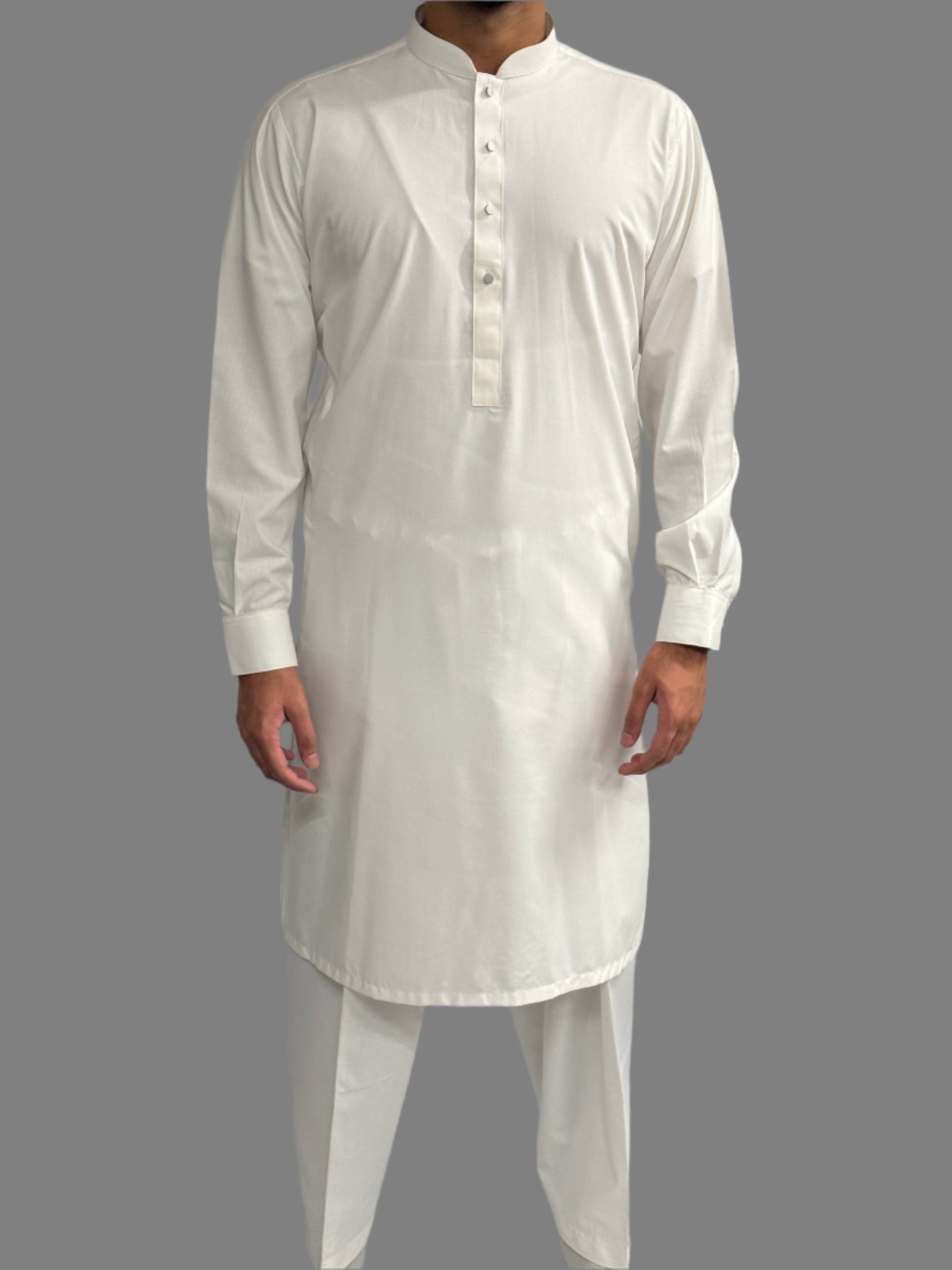 Men's Premium Shalwar Kameez Plain Off White Front View