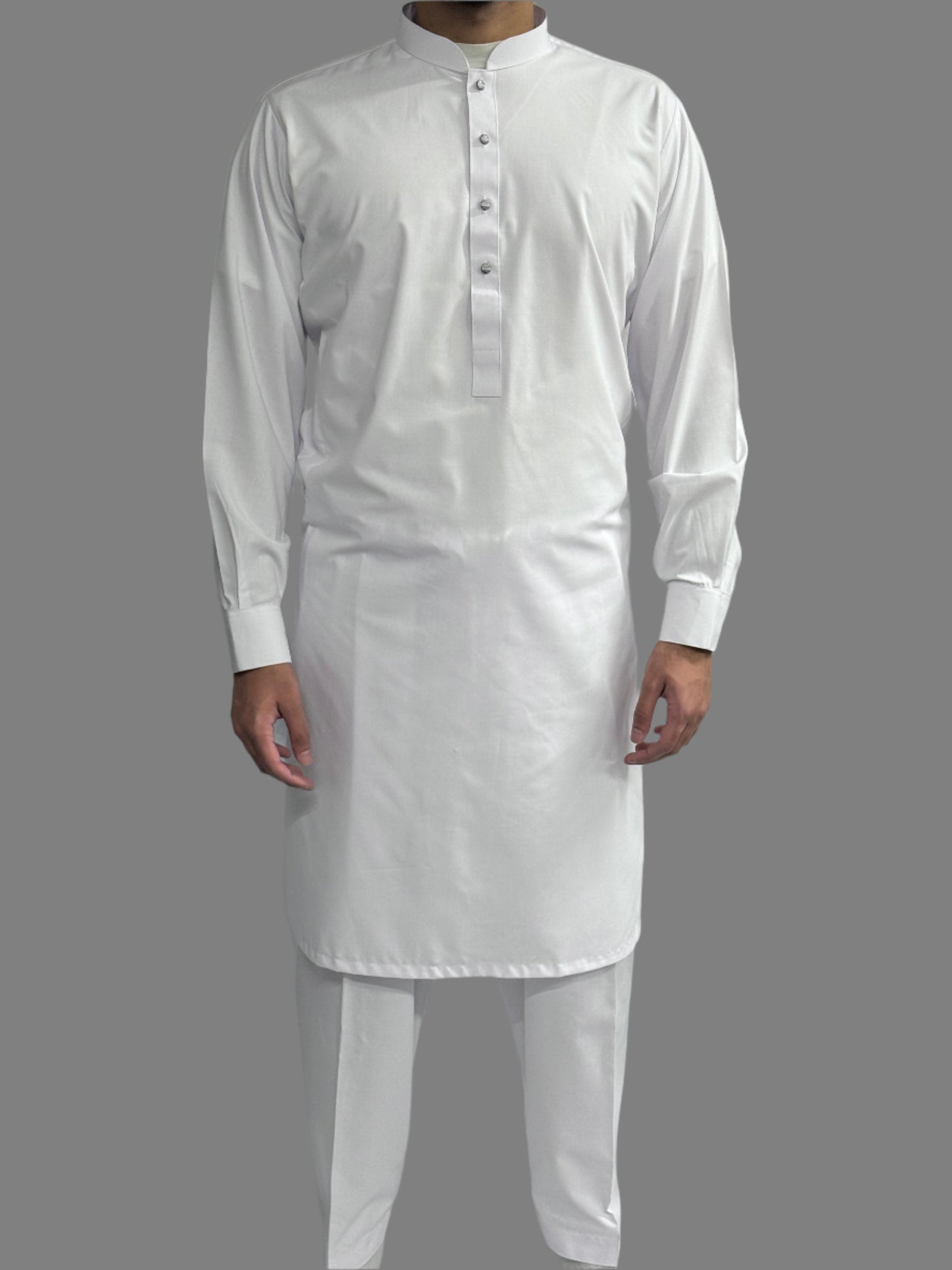 Men's Premium Shalwar Kameez Plain White Front View
