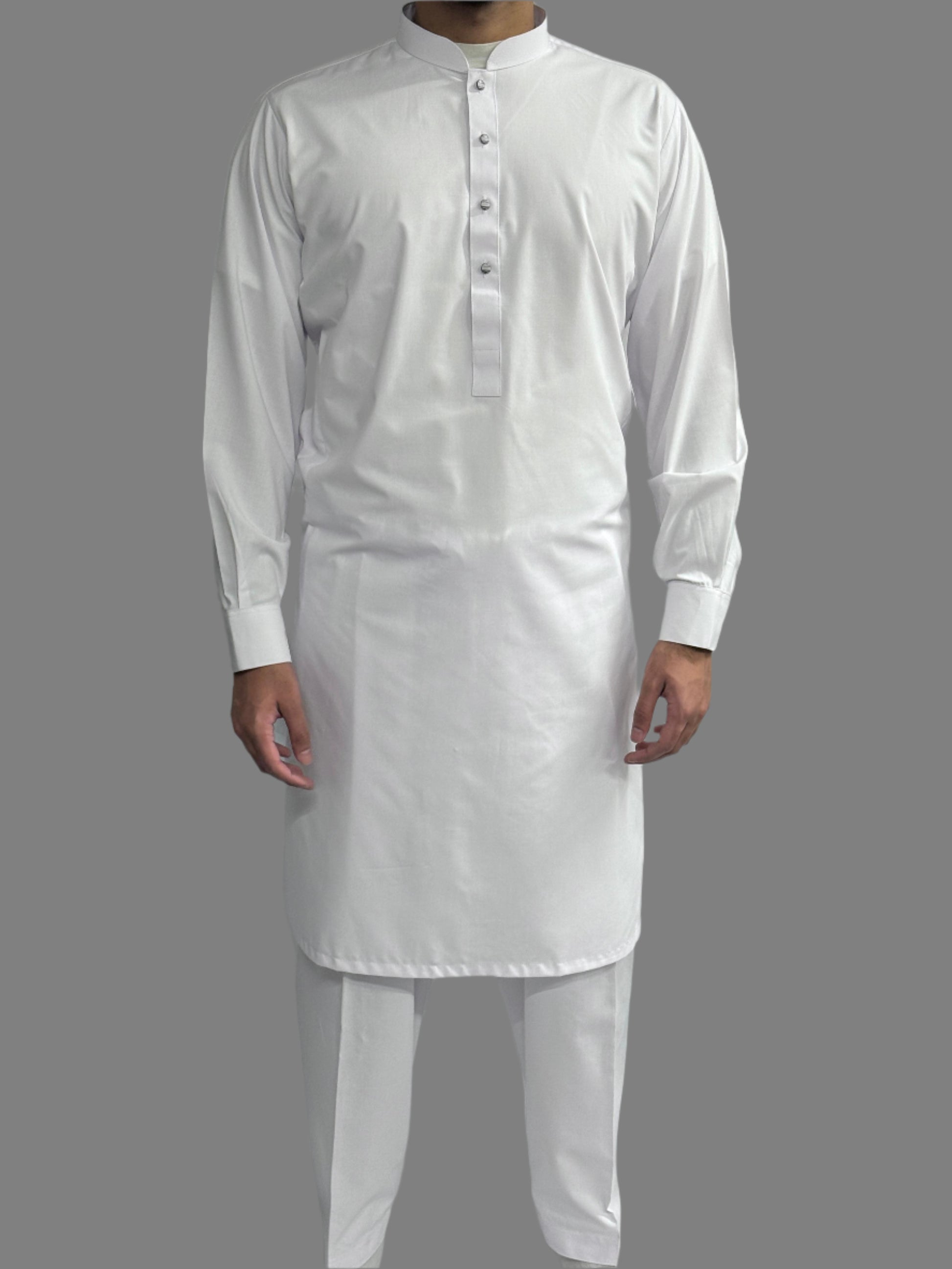 Men's Premium Shalwar Kameez Plain White Front View
