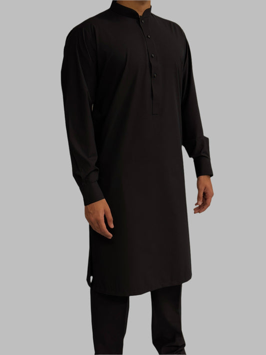 Men's Premium Trouser Kameez Plain Black Side View