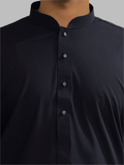 Men's Premium Trouser Kameez Plain Navy Close Up