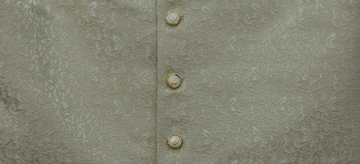 Men's Sage Flower Design Jamawar Waistcoat Fabric