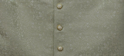 Men's Sage Flower Design Jamawar Waistcoat Fabric