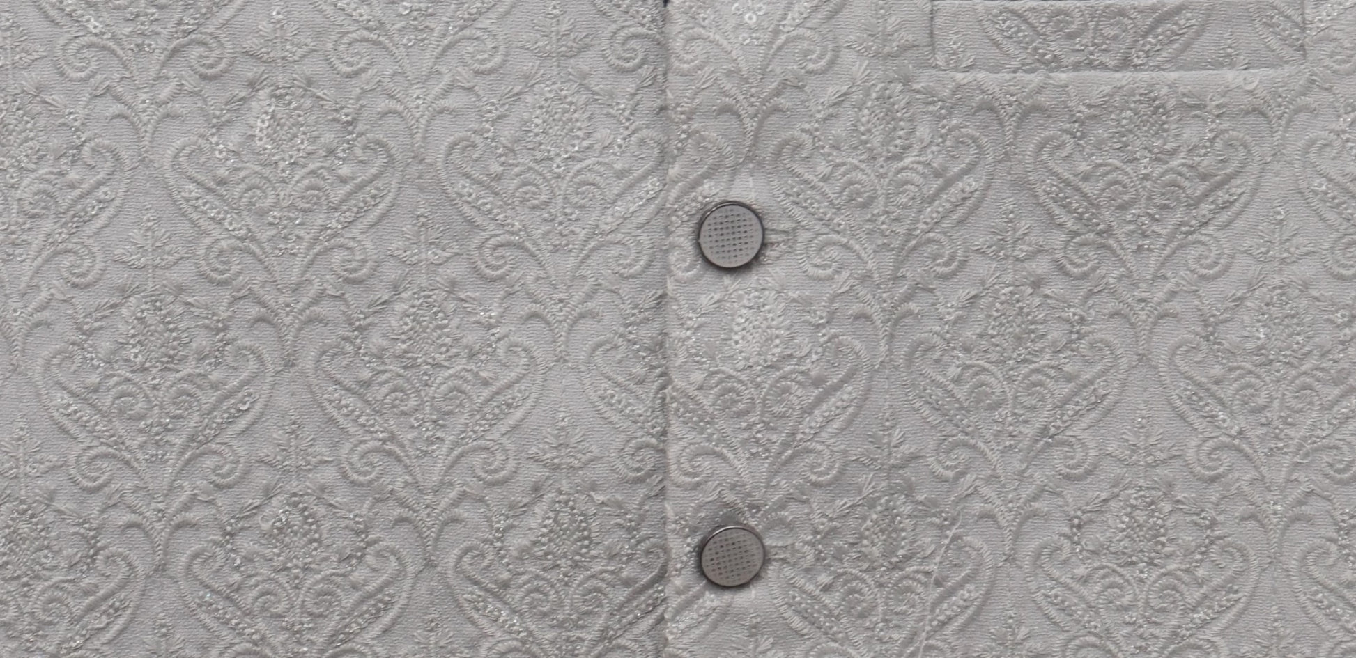 Men's Sequin Embroidery Jamawar Silver Crown Design Waistcoat Fabric