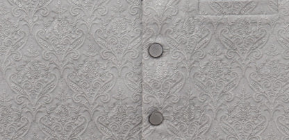 Men's Sequin Embroidery Jamawar Silver Crown Design Waistcoat Fabric