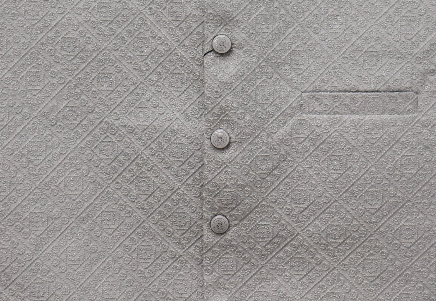 Men's Sequin Embroidery Jamawar Silver Diamond Design Waistcoat Fabric