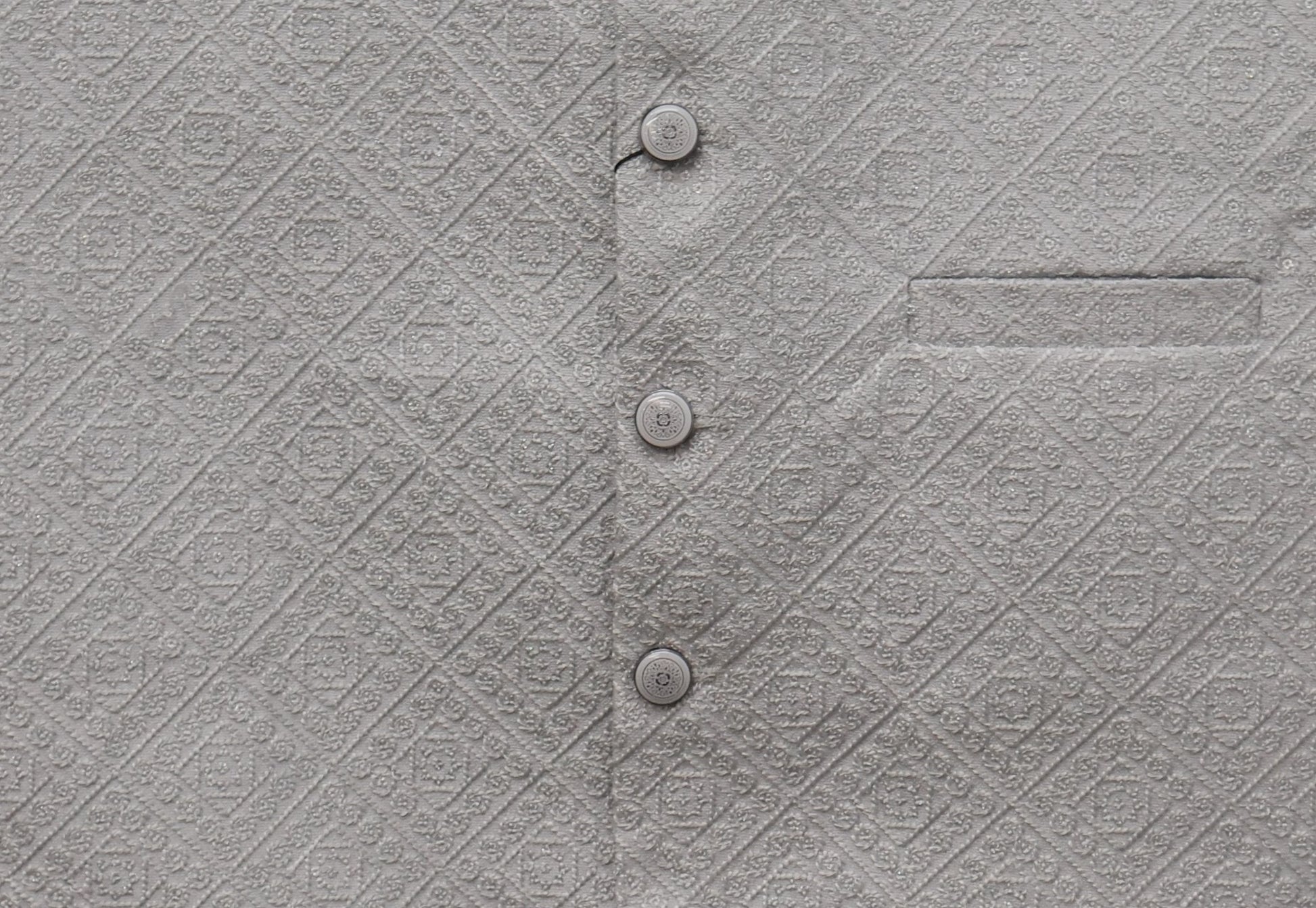 Men's Sequin Embroidery Jamawar Silver Diamond Design Waistcoat Fabric